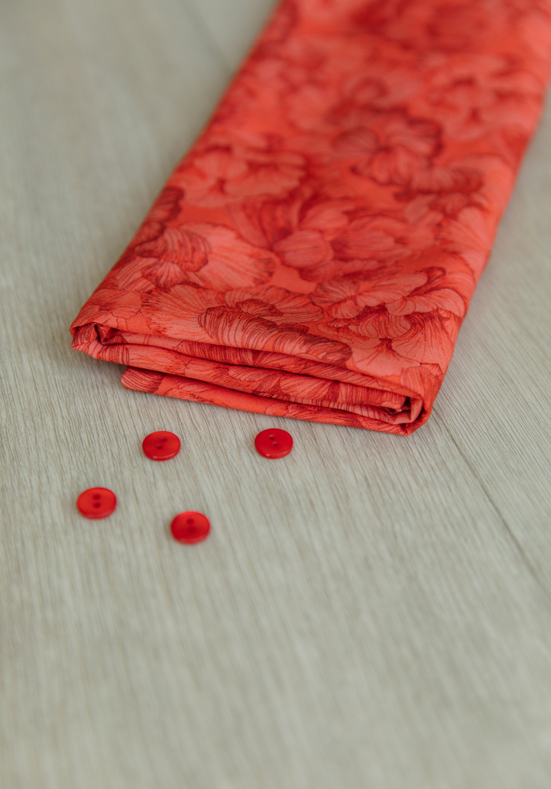 Tissu popeline de viscose imprimée Panache Rouge