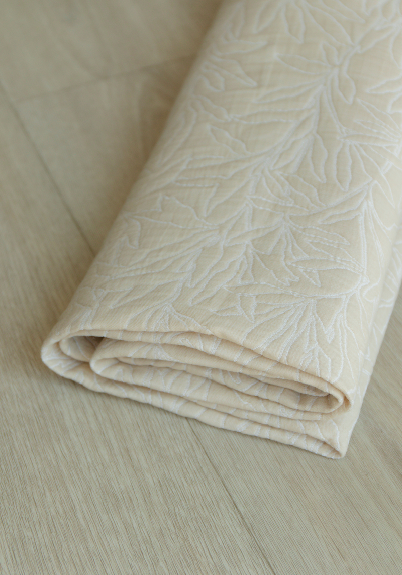 Tissu jacquard Ecume Ecru et Blanc