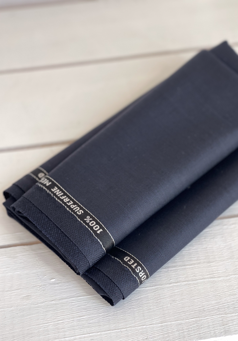 Tailored wool fabric, end-to-end, 100% wool, Navy Blue