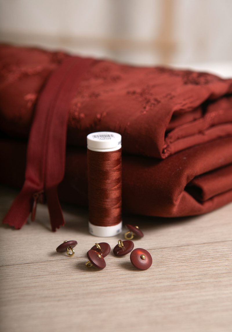 COUPON 30 cm - Cotton gabardine fabric - Mahogany