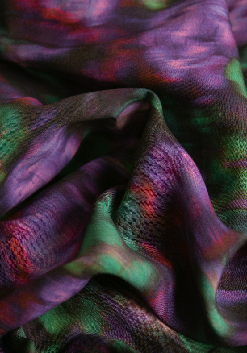 Tissu popeline de viscose imprimée Abstract Rose - Cerise, Jaune, Bleu, Violet Obscur, Magenta