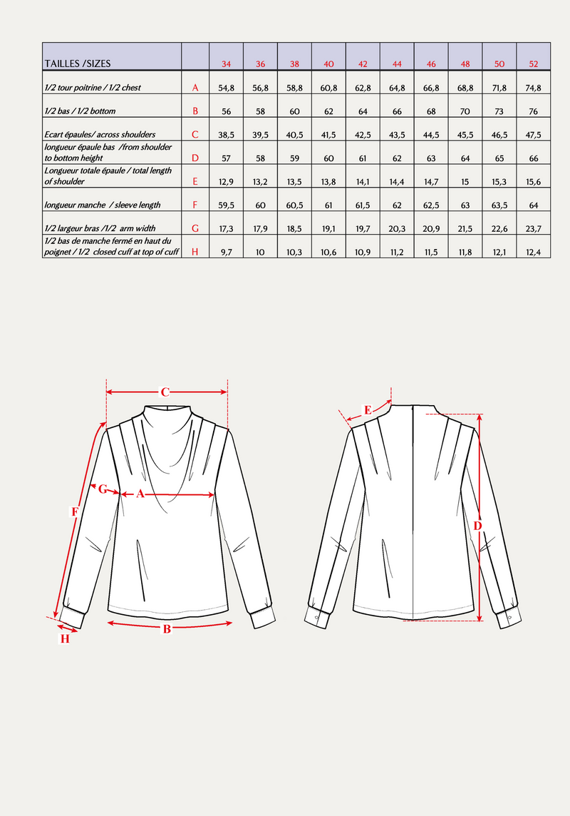 Storm blouse sewing pattern - Paper pattern