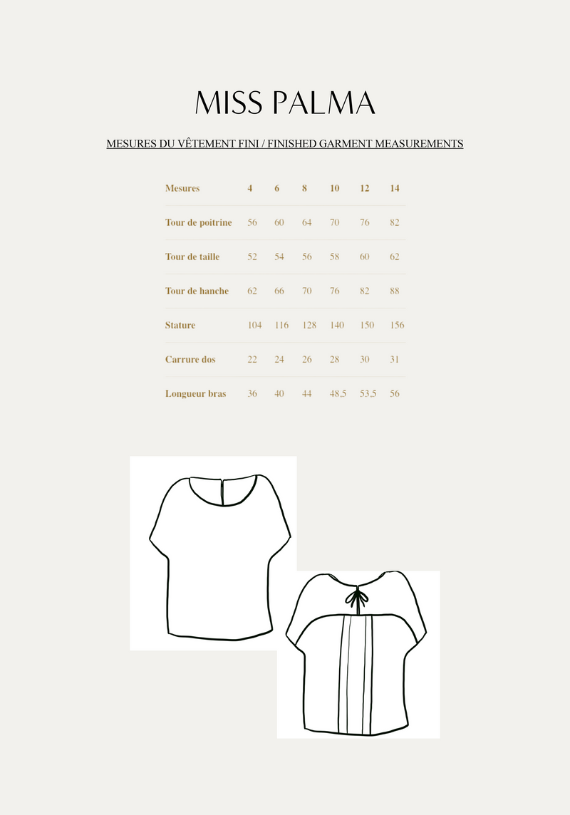 Miss Palma girls' top sewing pattern / PDF (A4, A3, A0, US Letter) - Frames, Layers by Size, Video projection