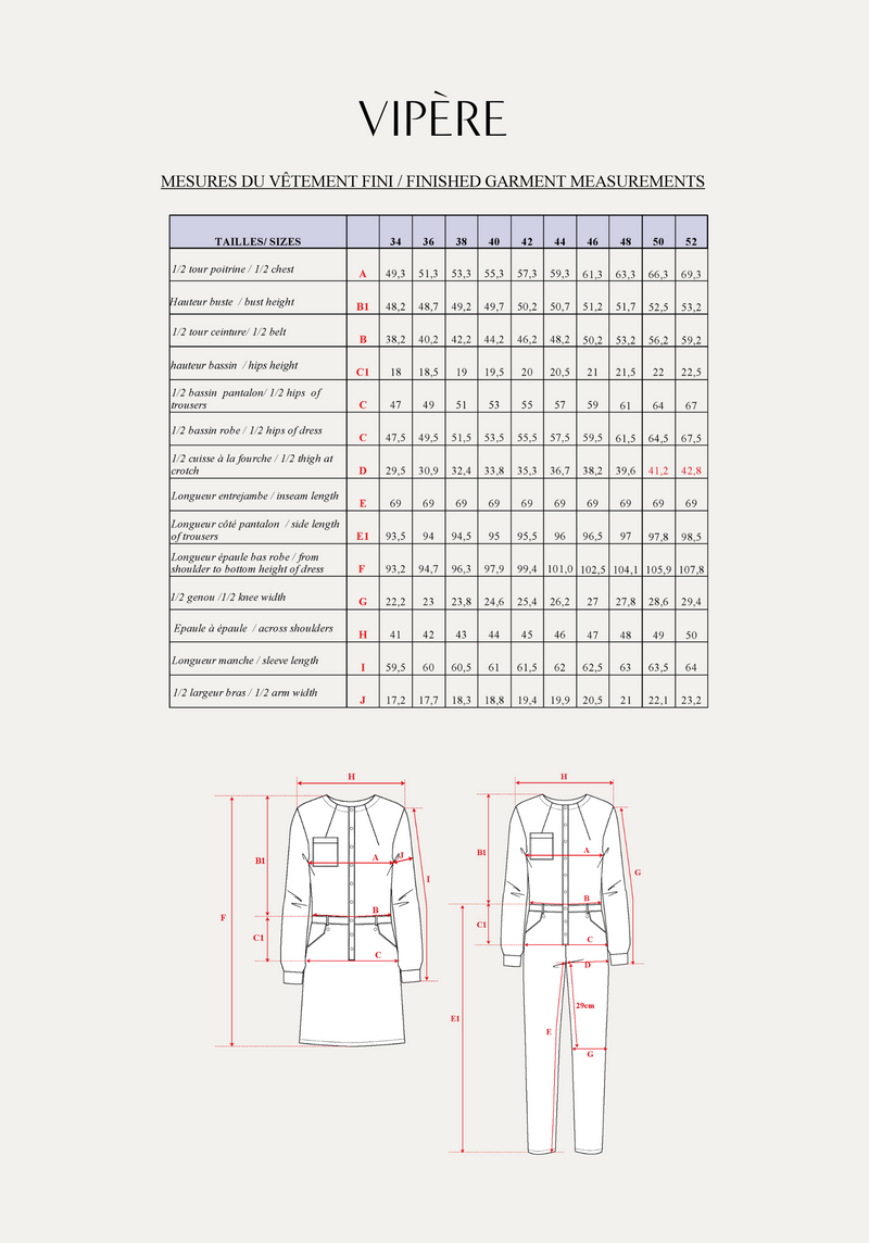 Sewing pattern jumpsuit, Viper dress / PDF (A4, A3, A0, US Letter) - Frames, Layers by Size, Video projection