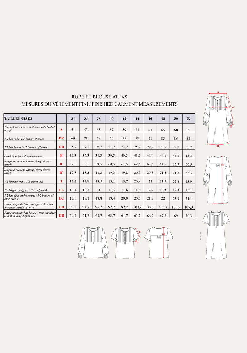 Atlas shirt dress pattern / Paper pattern