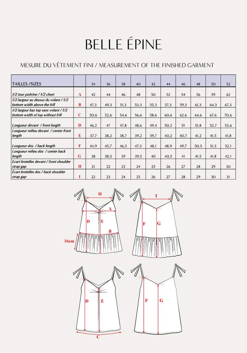 Belle Épine top sewing pattern - Pouch pattern