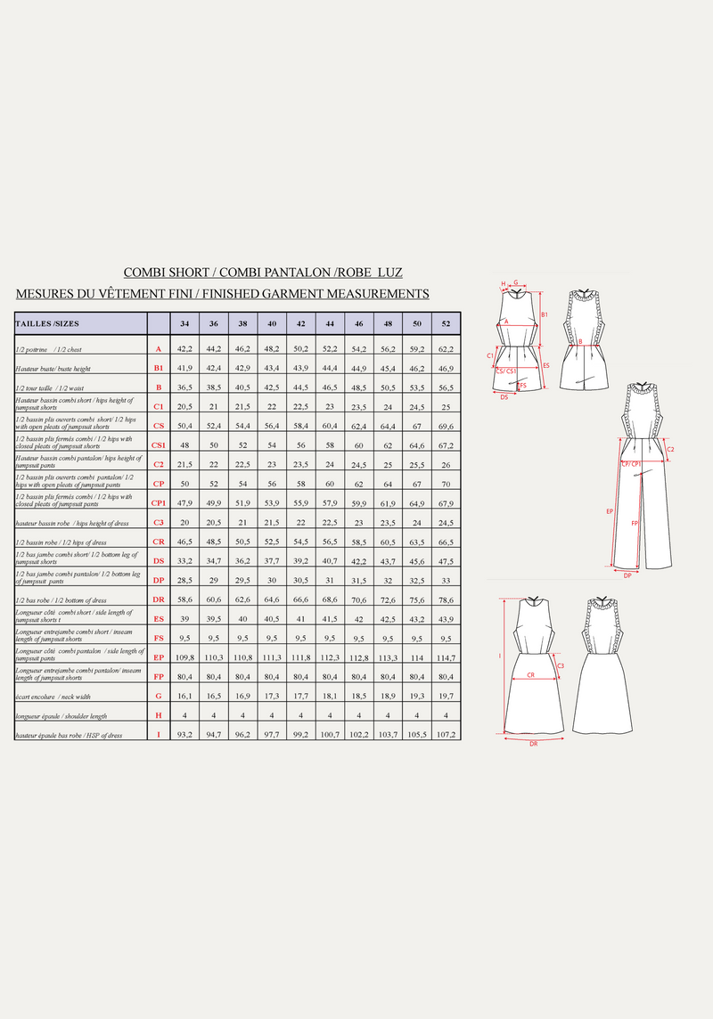 Sewing pattern dress, Luz jumpsuit / PDF pattern (A0, A3, A4 and US letter)