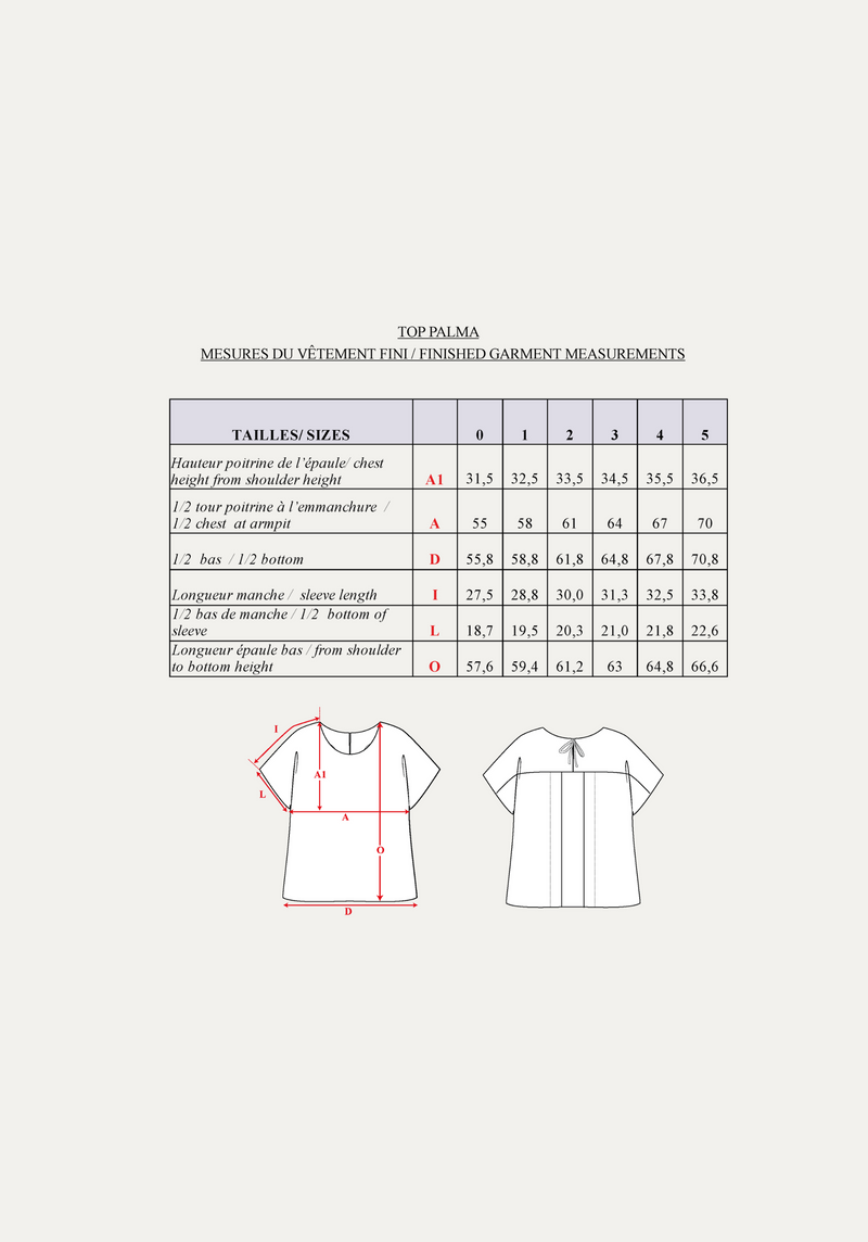 Palma top sewing pattern / PDF (A4, A3, A0, US Letter) - Frames, Layers by Size, Video projection