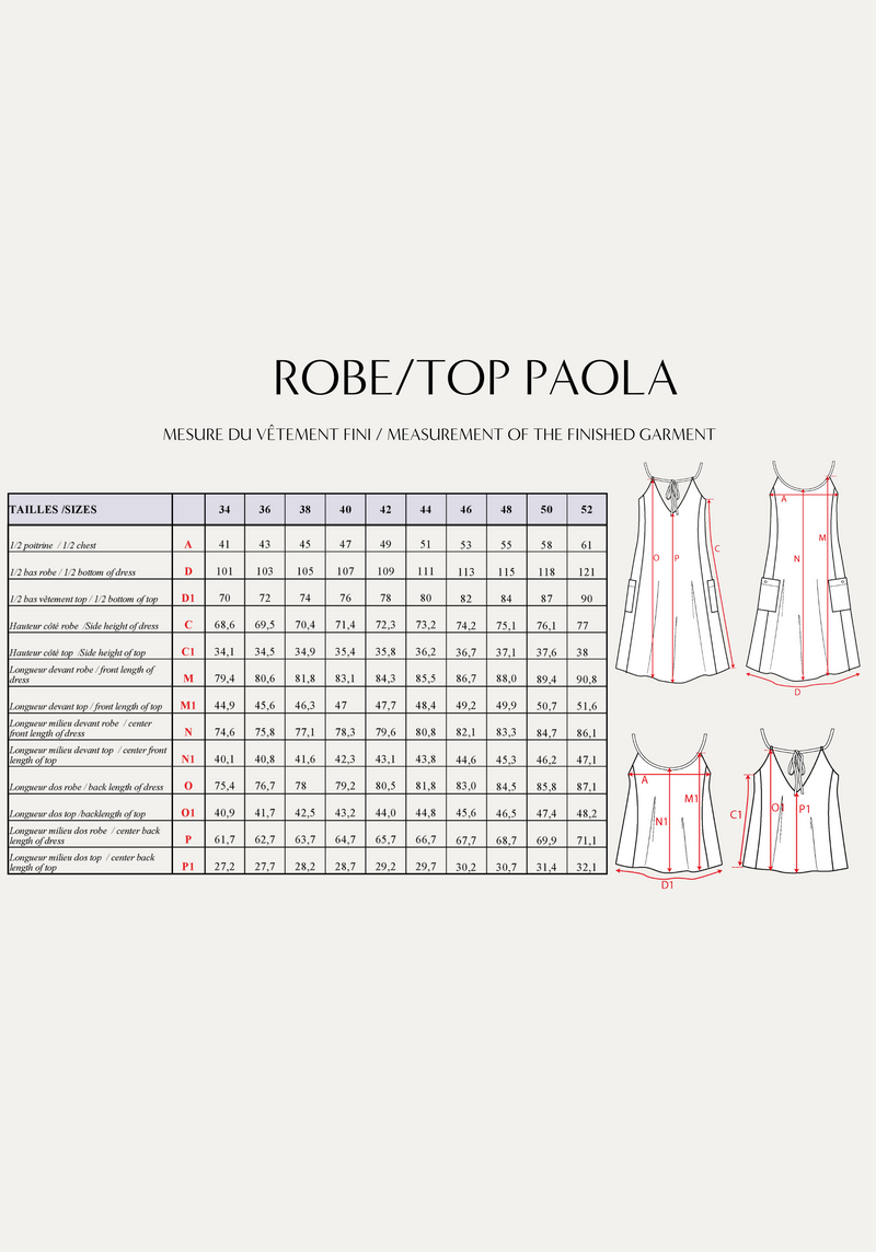 Paola dress sewing pattern / PDF (A4, A3, A0, US Letter) - Frames, Layers by Size, Video projection