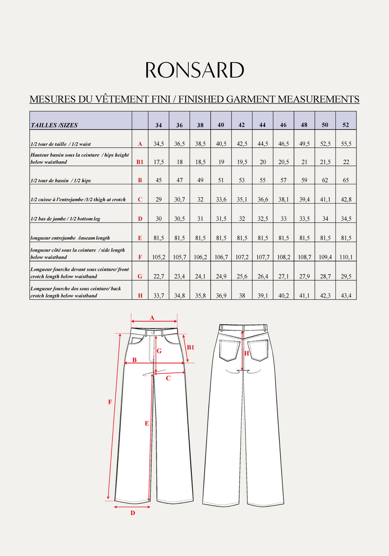 Ronsard pants sewing pattern - Pocket pattern