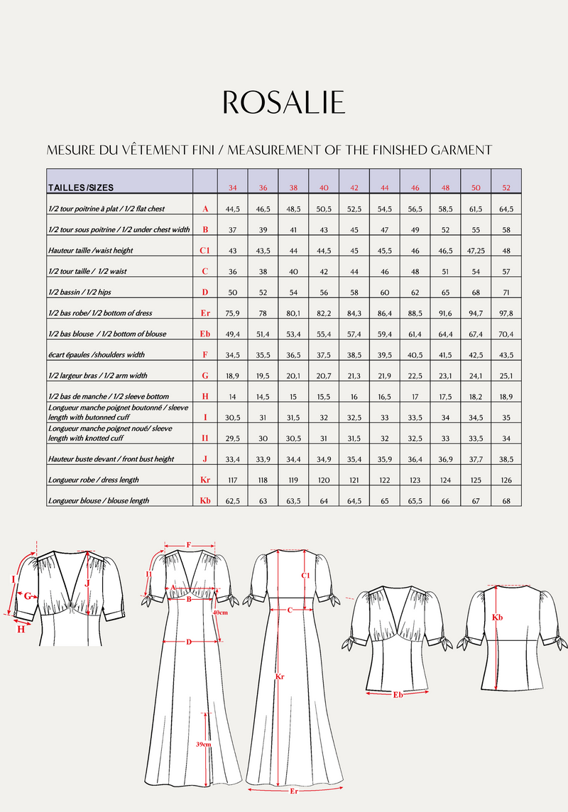 Rosalie dress sewing pattern - Pouch pattern