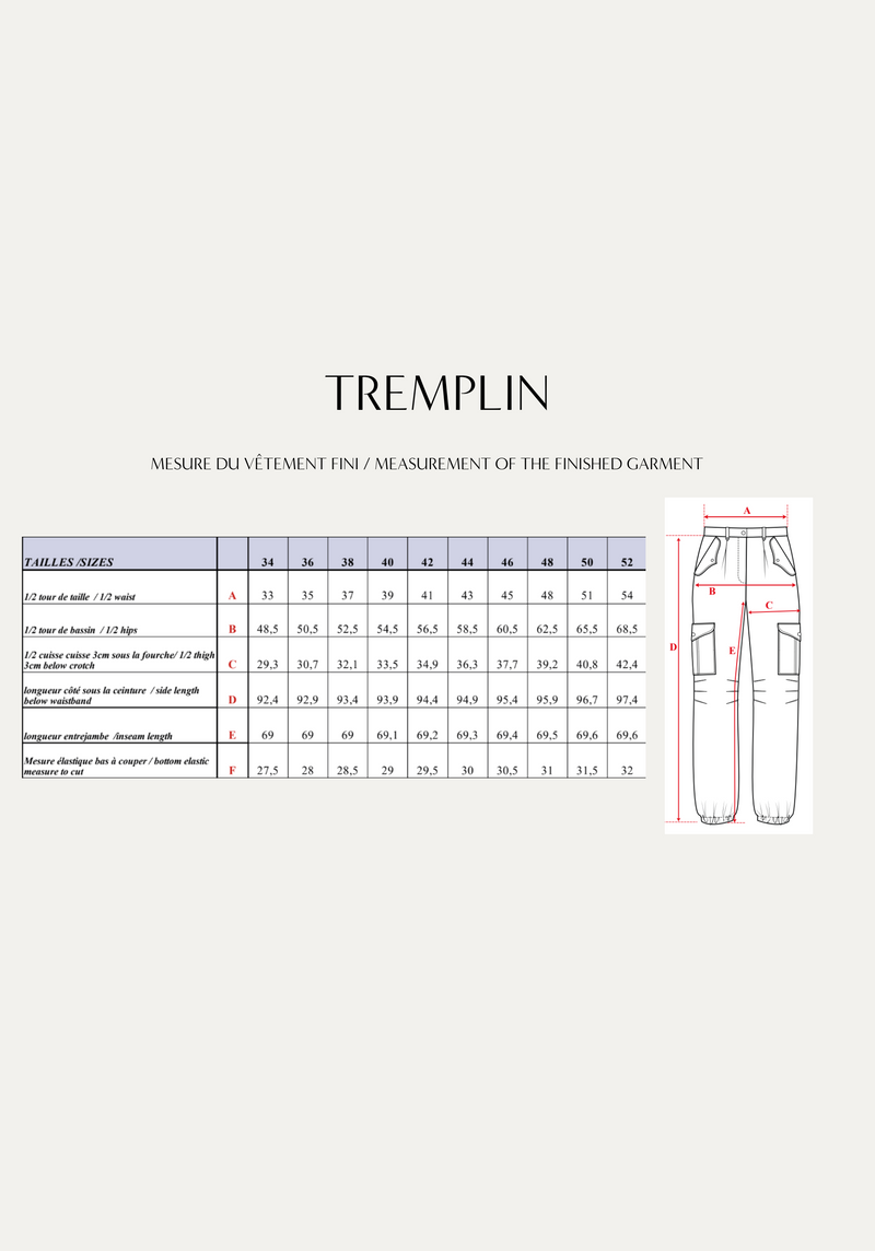 Tremplin pants sewing pattern / PDF (A4, A3, A0, US Letter) - Frames, Layers by Size, Video projection