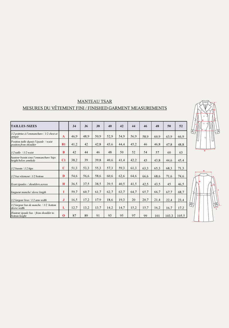 Sewing pattern coat, Tsar jacket / PDF (A4, A3, A0, US Letter) - Frames, Layers by Size, Video projection