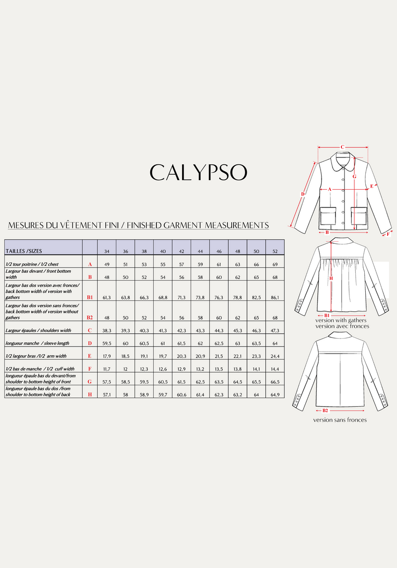 Calypso coat sewing pattern / Pouch pattern