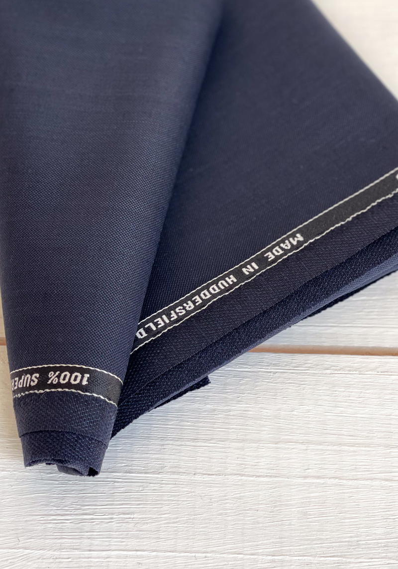 Tailored wool fabric, end-to-end, 100% wool, Navy Blue