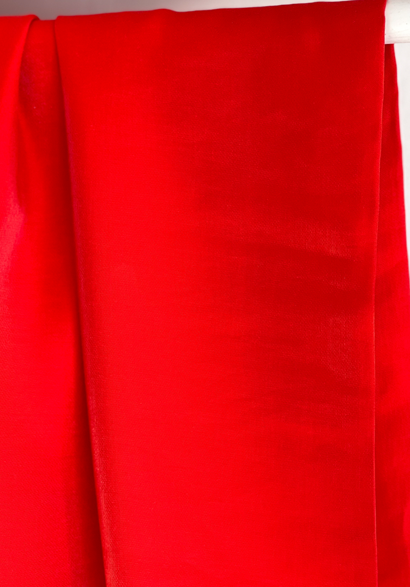 Tissu sergé lyocell lamé Rouge Passion - par 10 cm