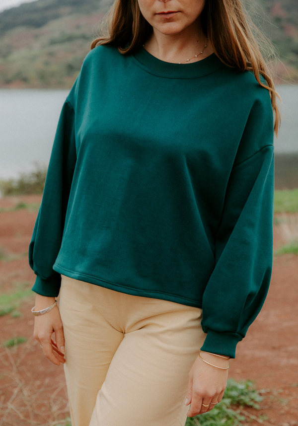 COUPON 70 cm - French Terry sweatshirt fabric - Scarab Green