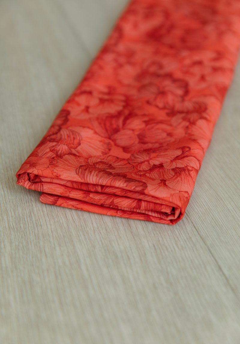 Tissu popeline de viscose imprimée Panache Rouge