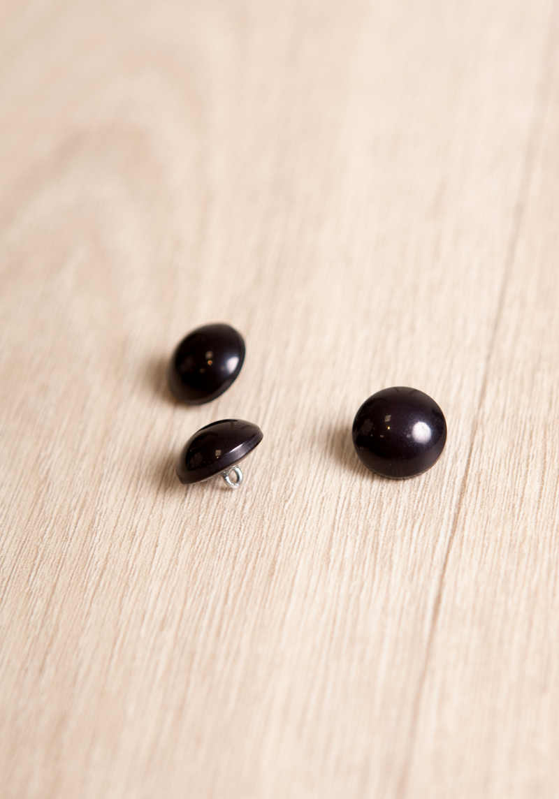 Glossy Black Pop Button 12 and 15 mm