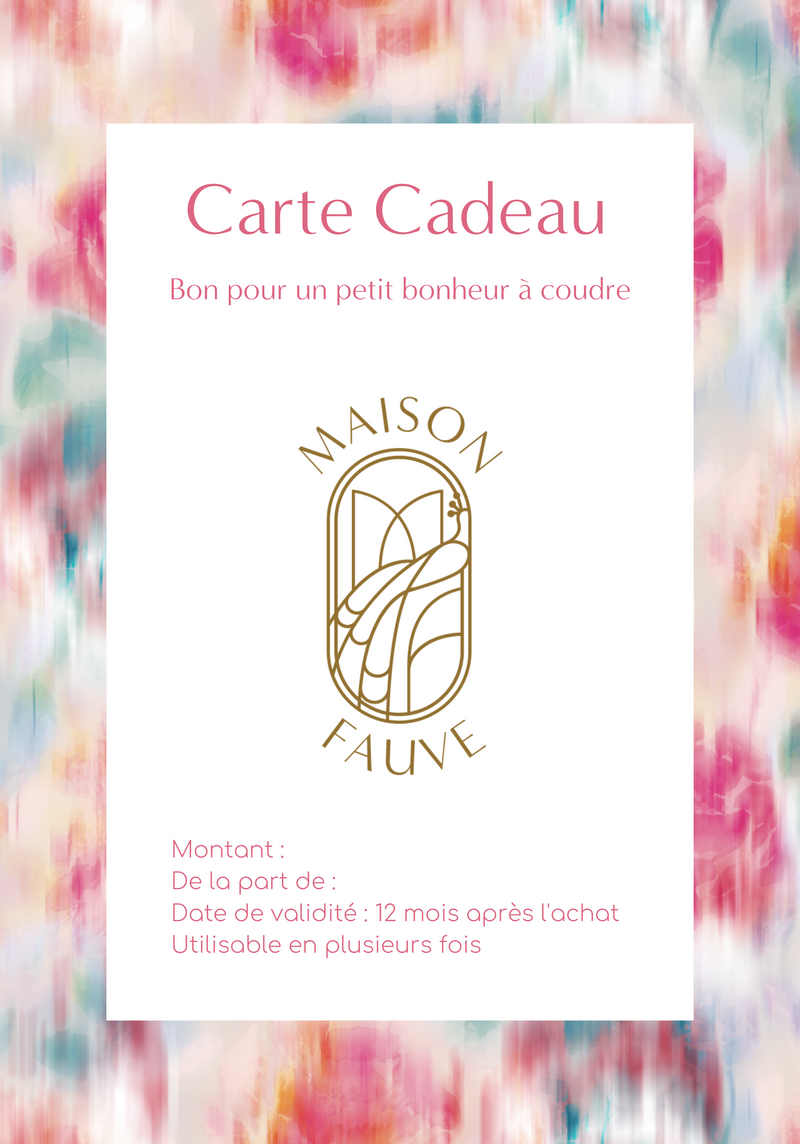 Carte cadeau couture Maison Fauve