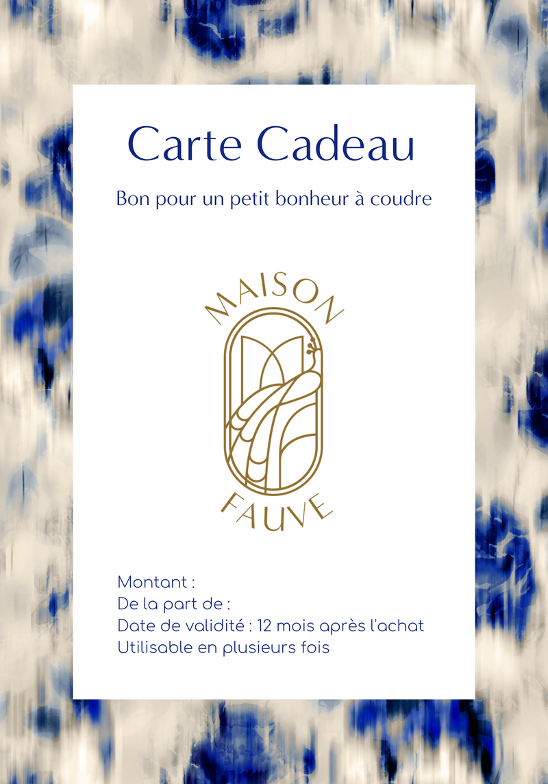 Carte cadeau couture Maison Fauve