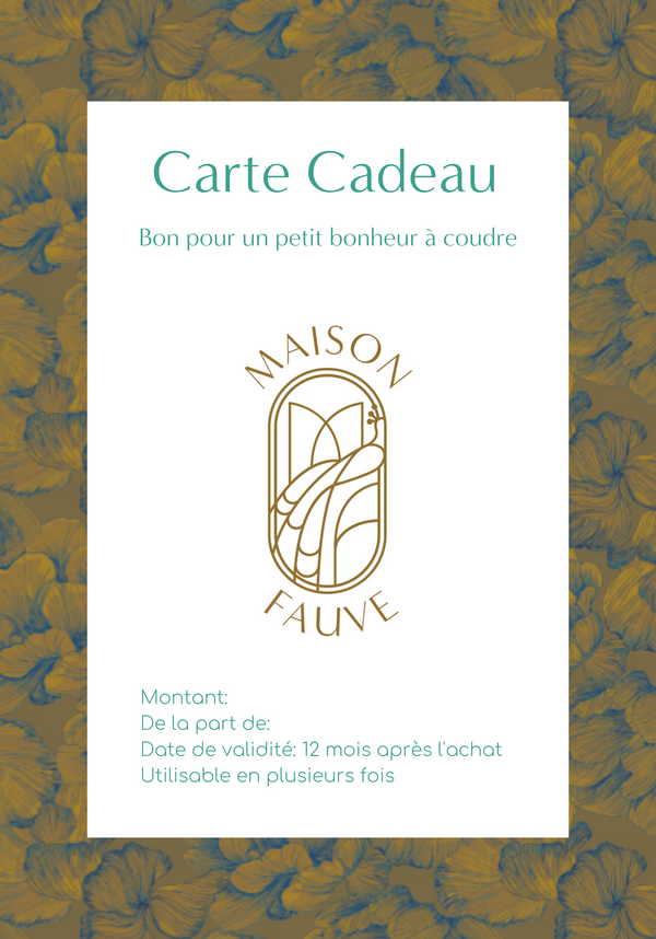 Carte cadeau couture Maison Fauve