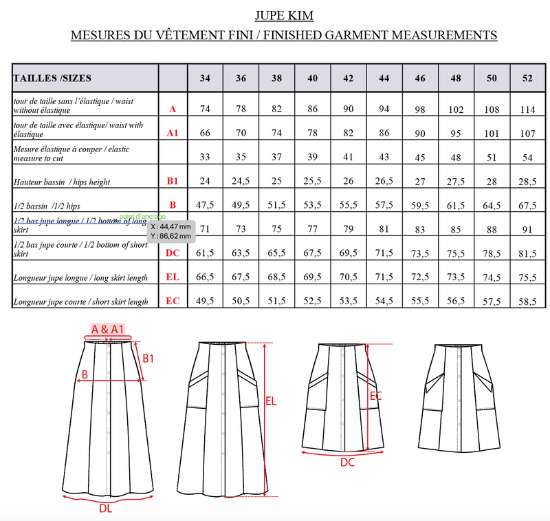 Kim skirt pattern / PDF pattern (A4, A3, A0 and US letter)