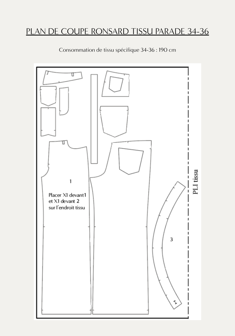 Ronsard pants sewing pattern - Pocket pattern