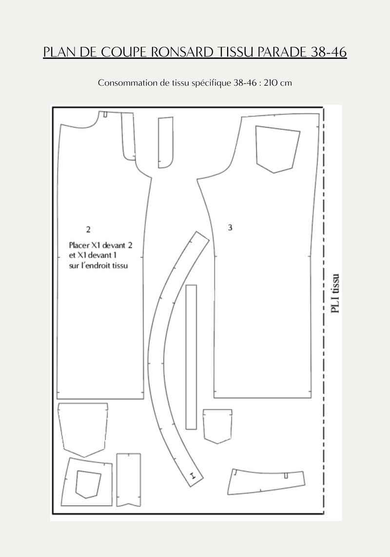 Ronsard pants sewing pattern - Pocket pattern