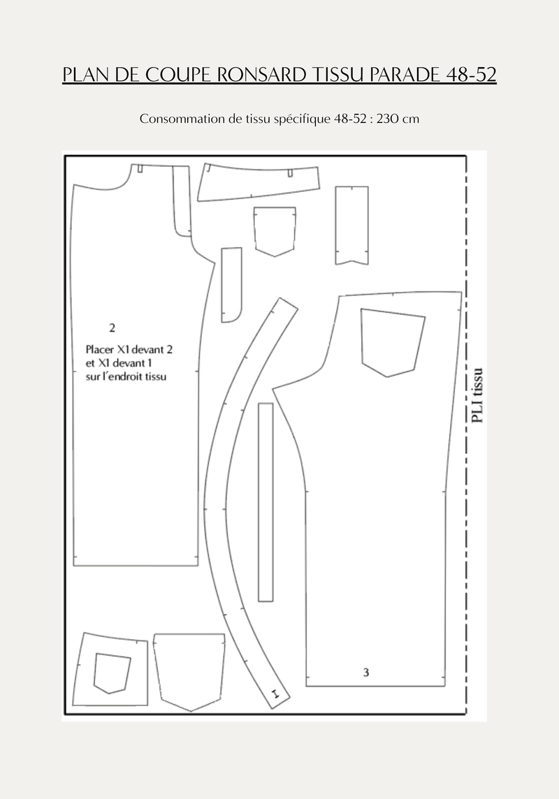 Ronsard pants sewing pattern - Pocket pattern