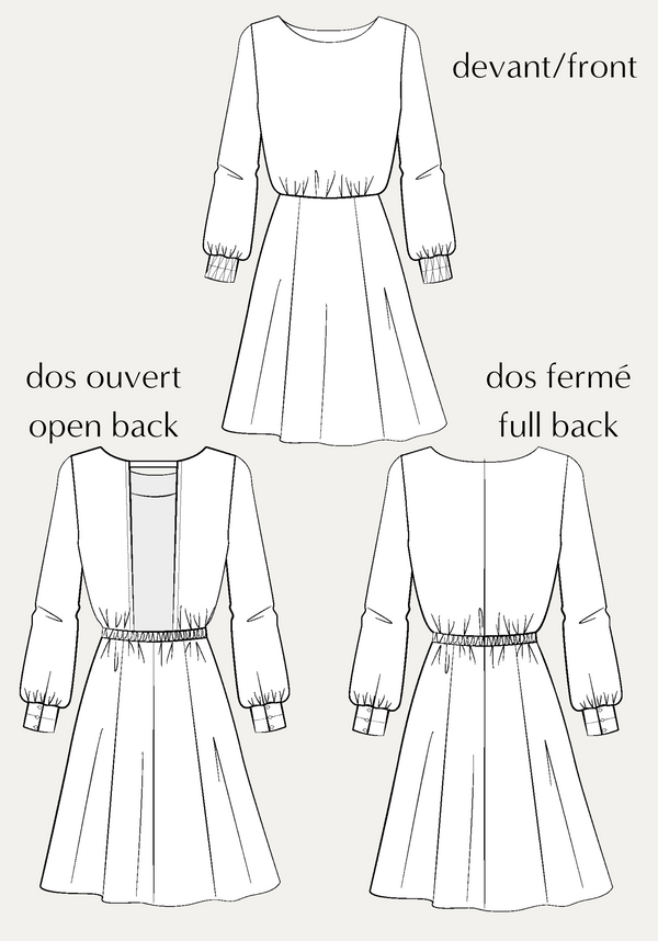 Patron couture robe Primrose / PDF (A4, A3, A0, US Letter) - Cadres, Calques par Taille, Vidéoprojection