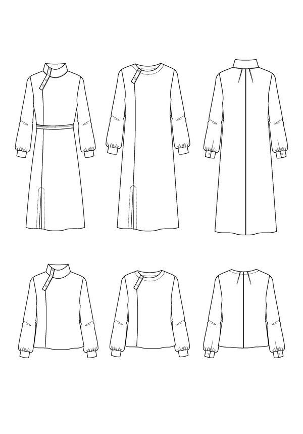 Sewing pattern dress, blouse Soliflore / PDF (A4, A3, A0, US Letter) - Frames, Layers by Size, Video projection