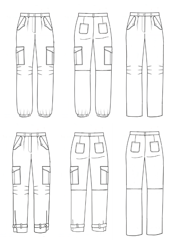 Tremplin pants sewing pattern / PDF (A4, A3, A0, US Letter) - Frames, Layers by Size, Video projection